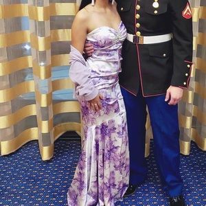 Lilac floral evening gown